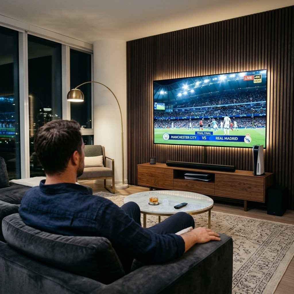 Tellystudio ultra-fast zapping interface on 4K living room television